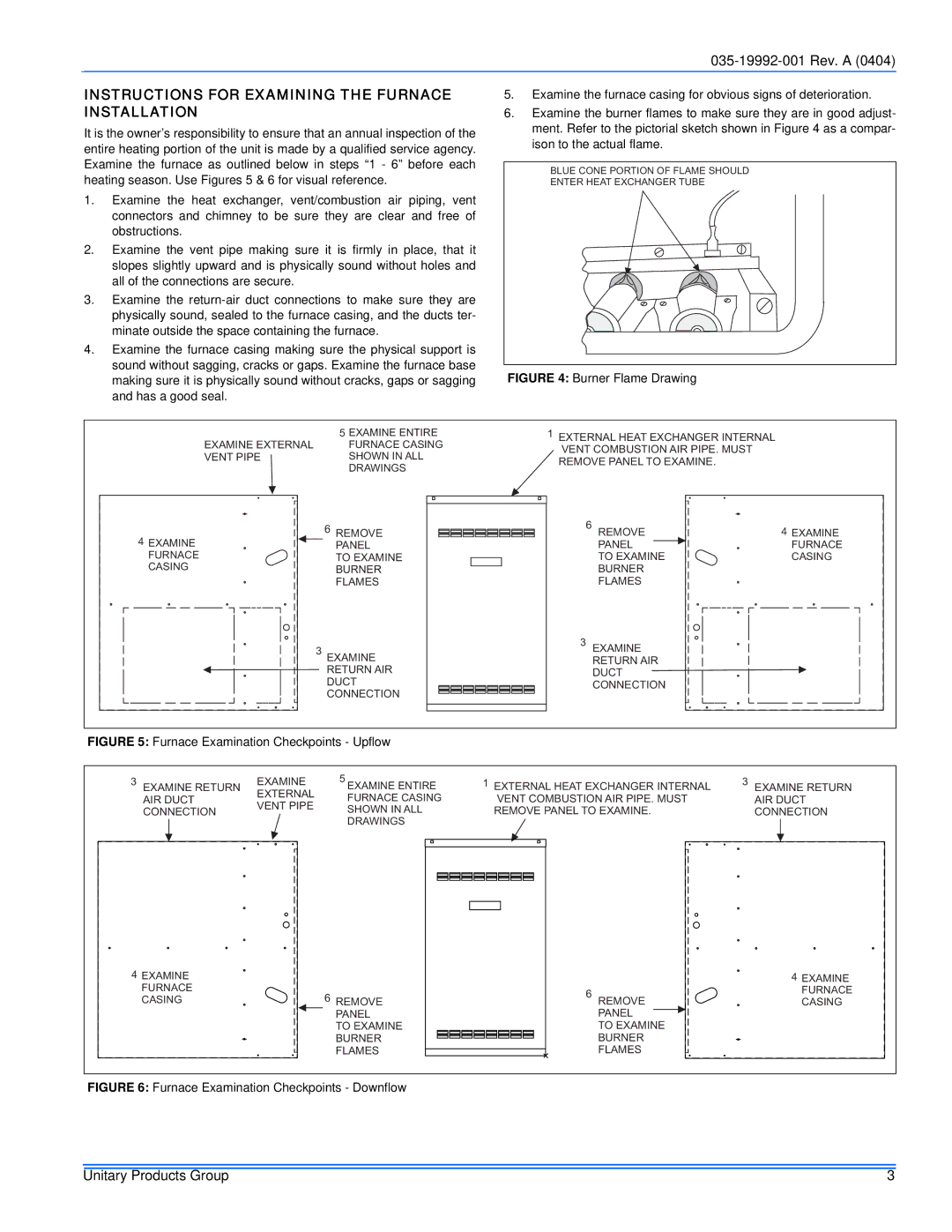 York G8C, GF8 service manual Instructions for Examining the Furnace Installation, Burner Flame Drawing 