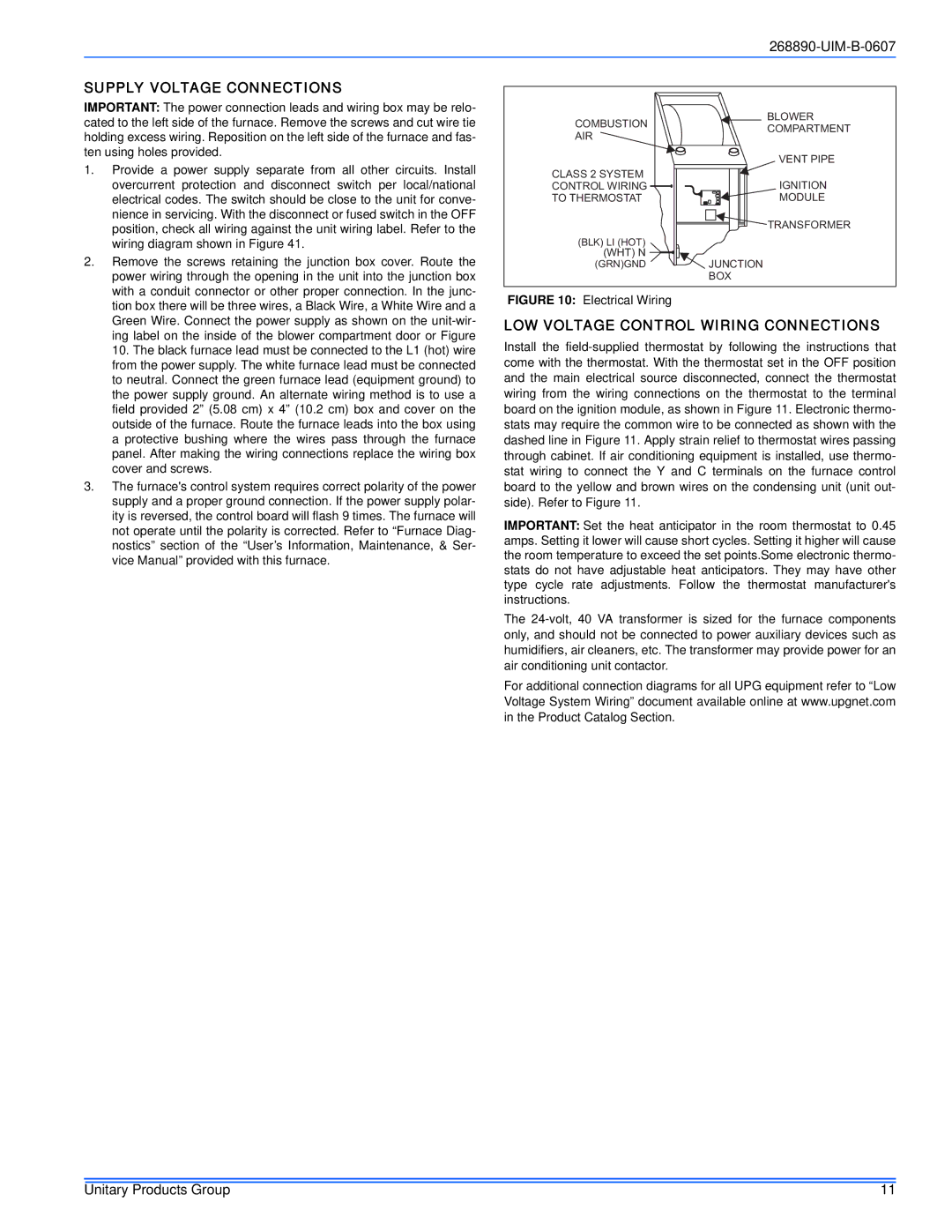 York GF9S*DH, GM9S*DH, GY9S*DH installation manual Supply Voltage Connections, LOW Voltage Control Wiring Connections 