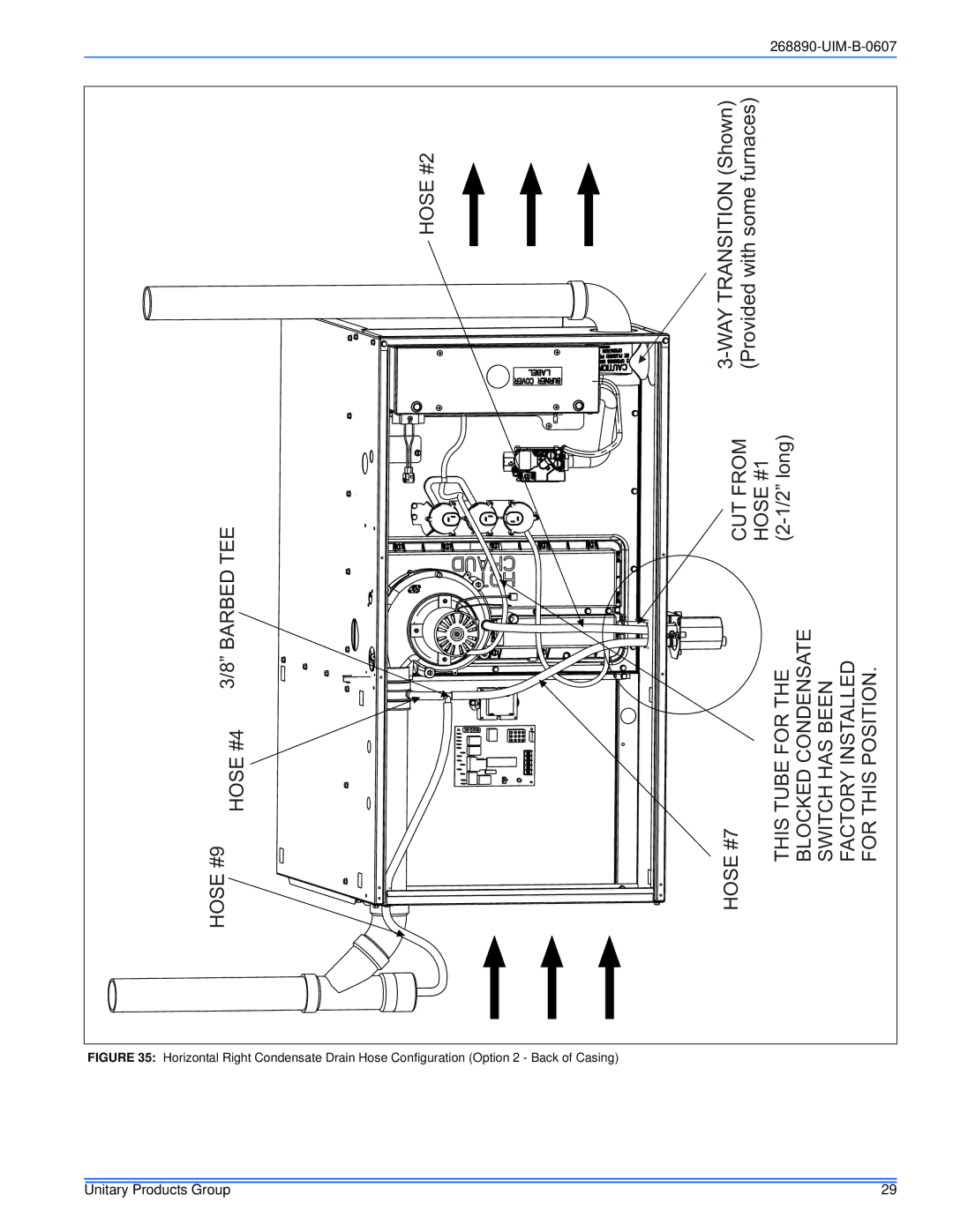 York GF9S*DH, GM9S*DH, GY9S*DH installation manual Hose #2 Barbed TEE Hose #4 