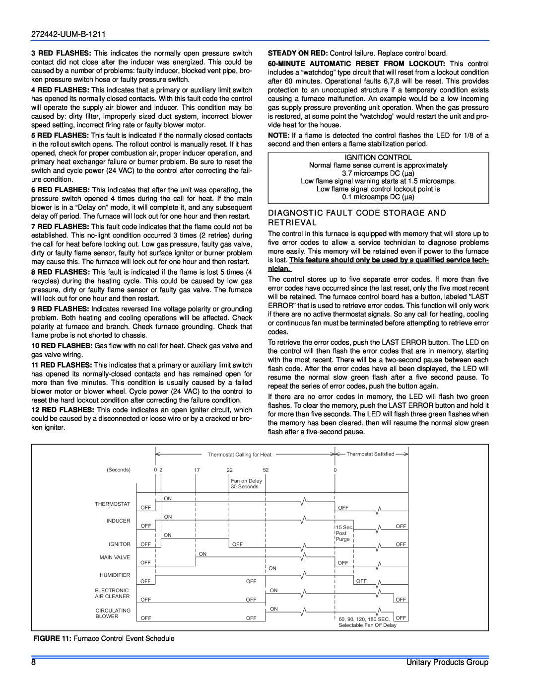 York GY8S160E30UH21 service manual Diagnostic Fault Code Storage And Retrieval, UUM-B-1211 