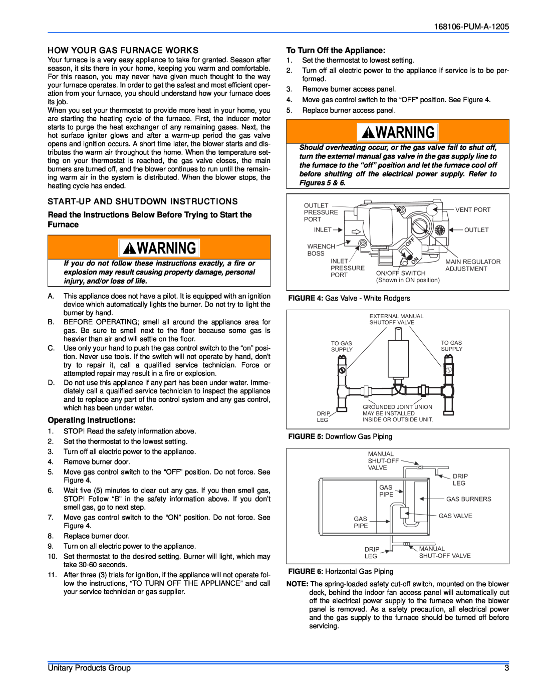 York GY9 How Your Gas Furnace Works, To Turn Off the Appliance, Start-Upand Shutdown Instructions, Operating Instructions 