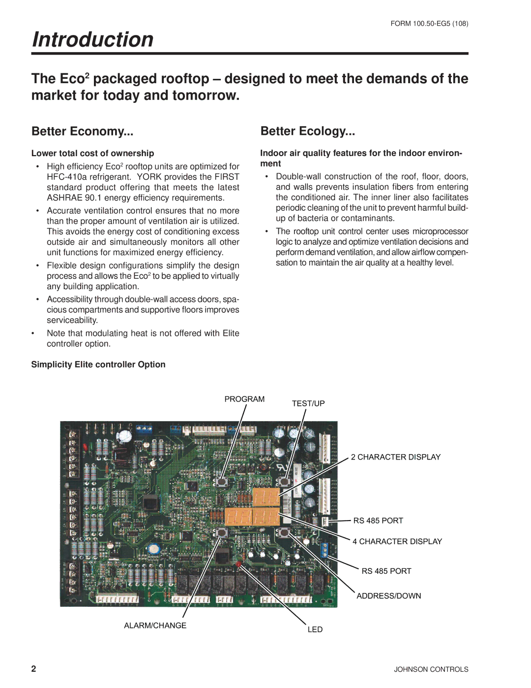 York HFC-410A manual Introduction, Lower total cost of ownership, Indoor air quality features for the indoor environ- ment 