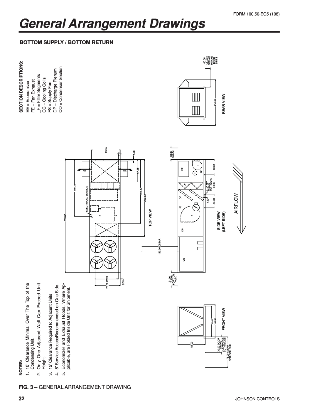 York HFC-410A manual General Arrangement Drawing, Drawings, Airflow 