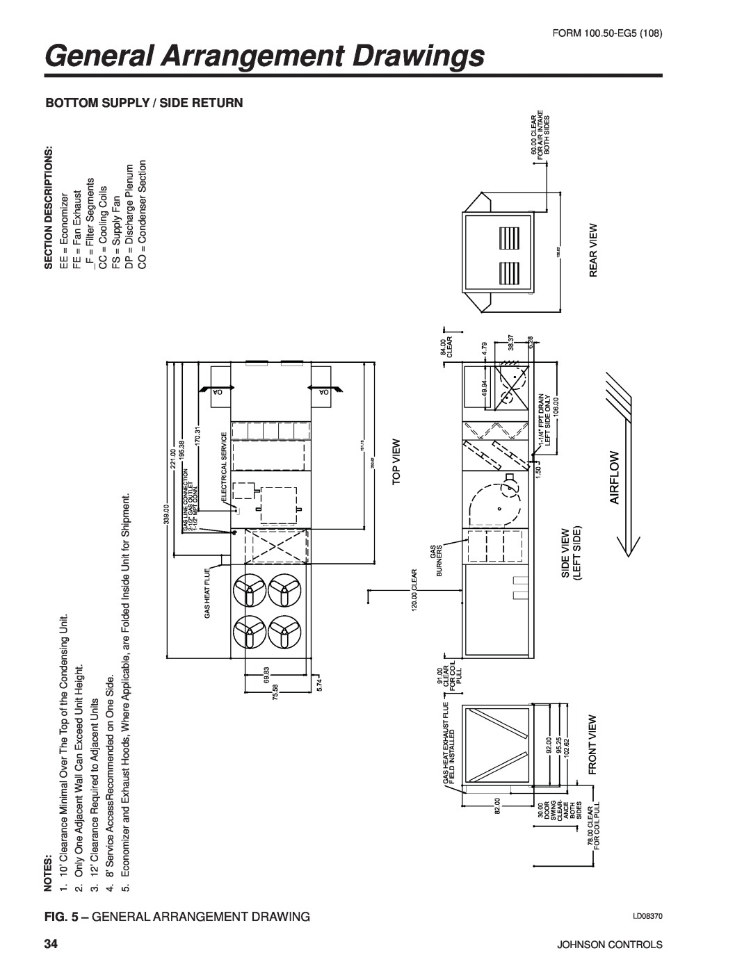 York HFC-410A manual Drawings, General Arrangement, Airflow 