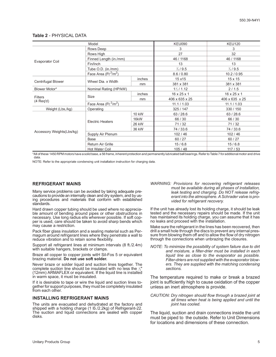 York K4EU120A50A, K5EU090A50A installation instructions Installing Refrigerant Mains 