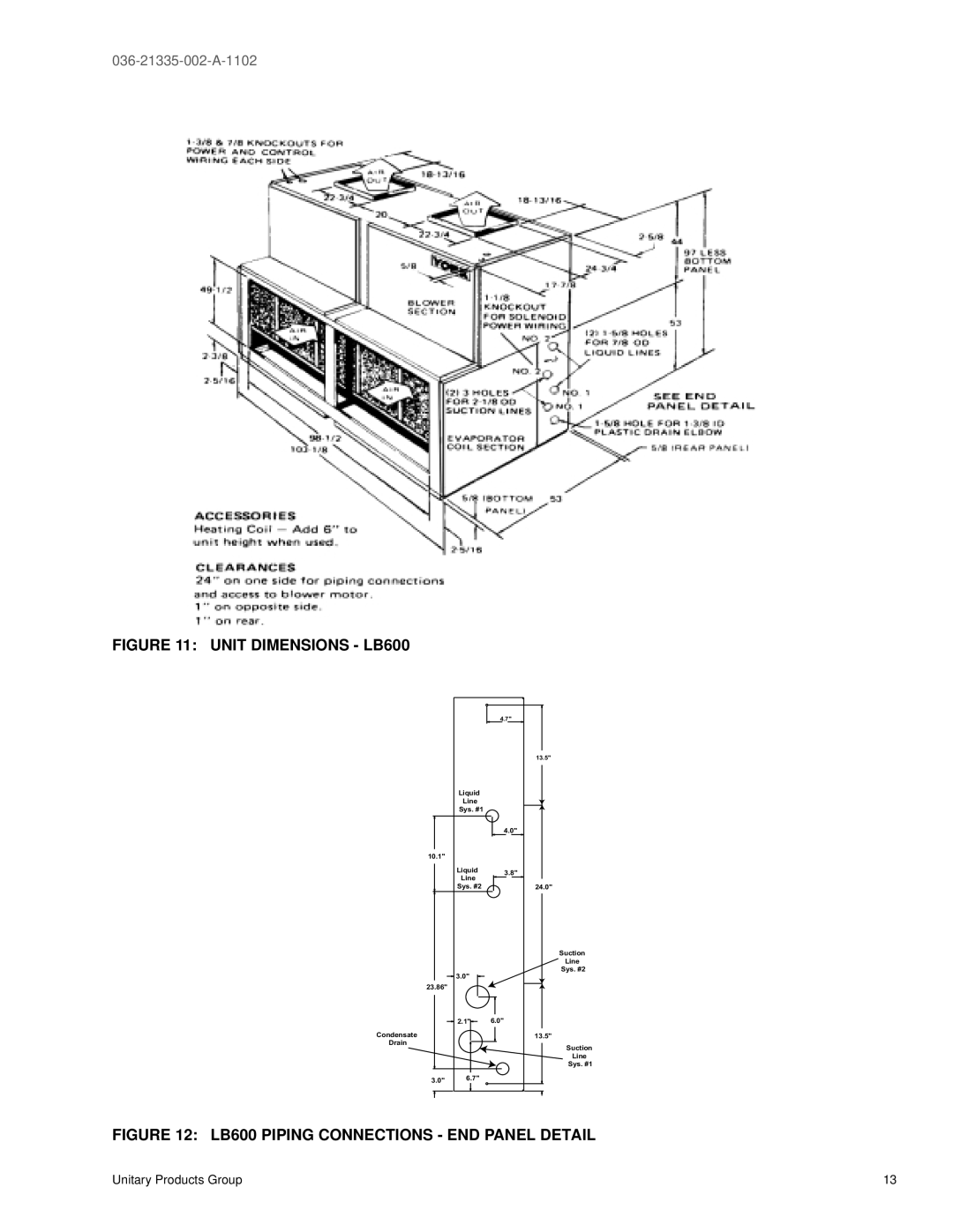 York LB360, LA300, 480 manual Unit Dimensions LB600 