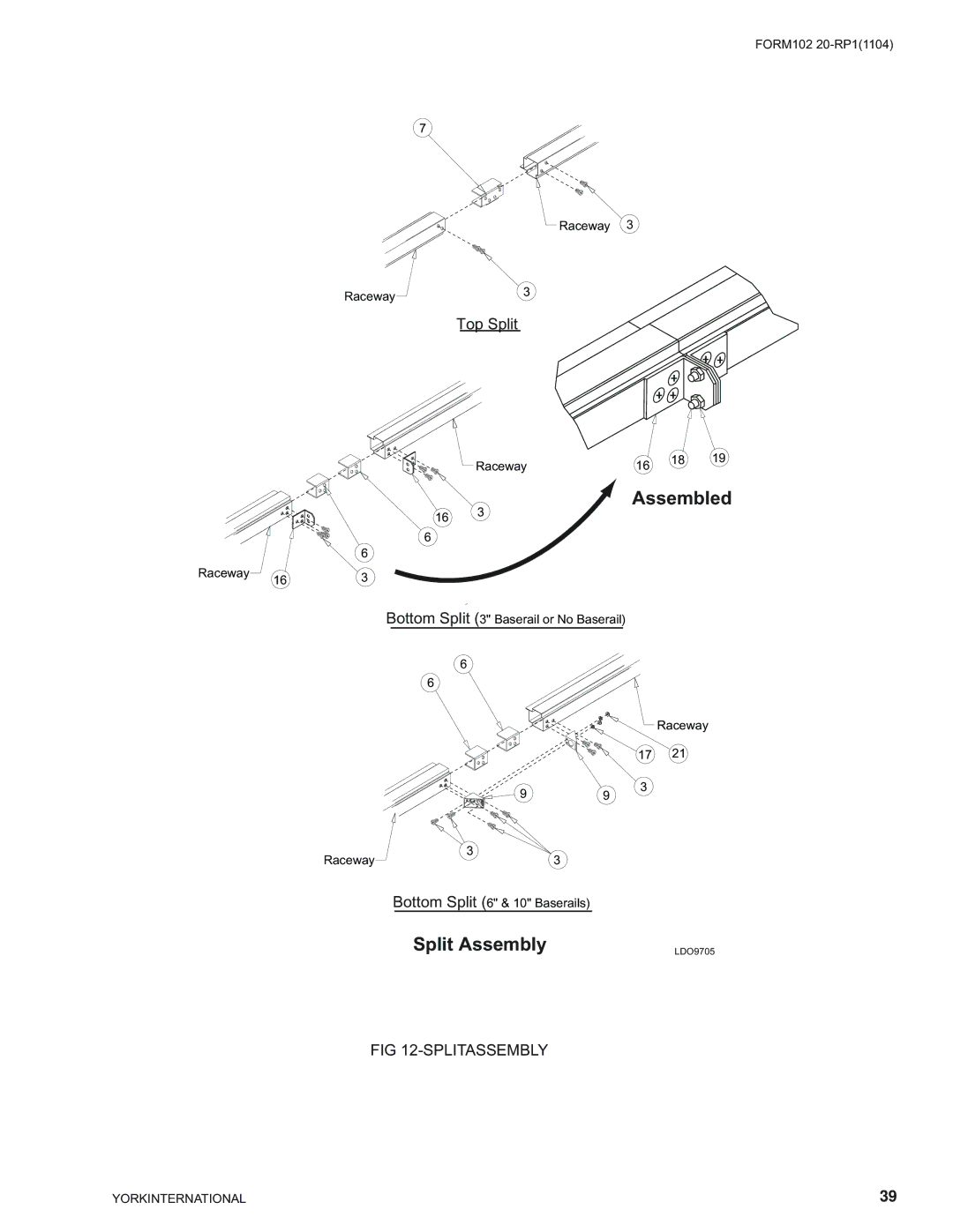 York LDO9624, LDO9688 manual Assembled 