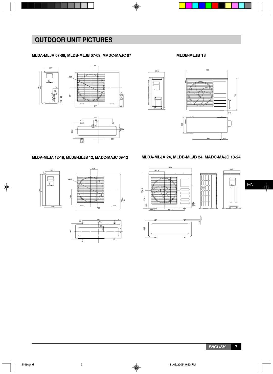 York MLCA-MLHA-07-24 owner manual Outdoor Unit Pictures 