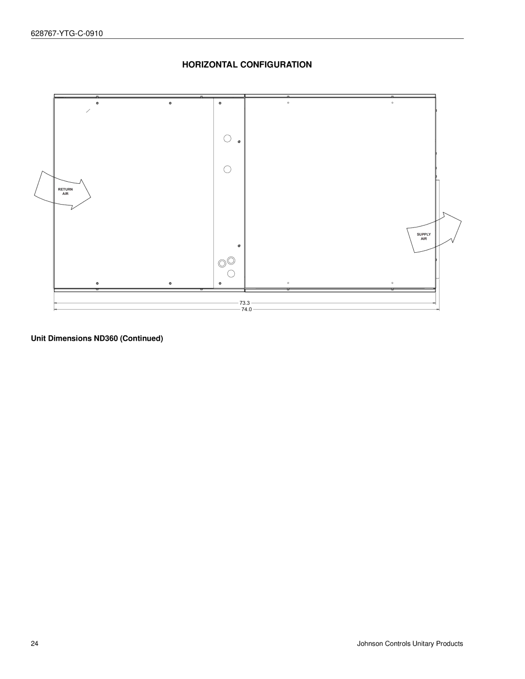 York ND360, ND480, ND600 manual Horizontal Configuration 