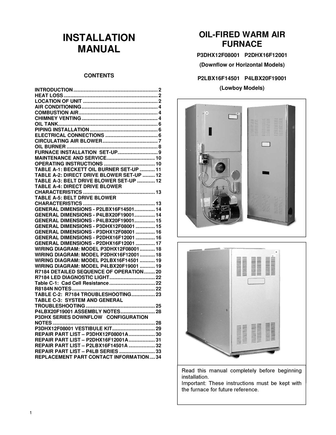 York P2DHX16F12001, P3DHX12F08001, P4LBX20F19001, P2LBX16F14501 installation manual Installation Manual, Contents 