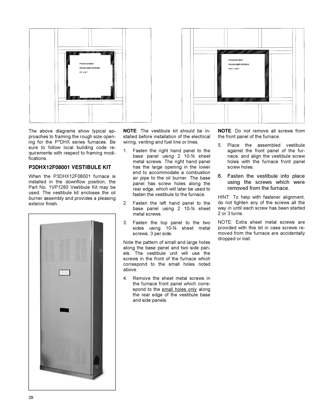 York P2DHX16F12001, P4LBX20F19001, P2LBX16F14501 installation manual P3DHX12F08001 Vestibule KIT 