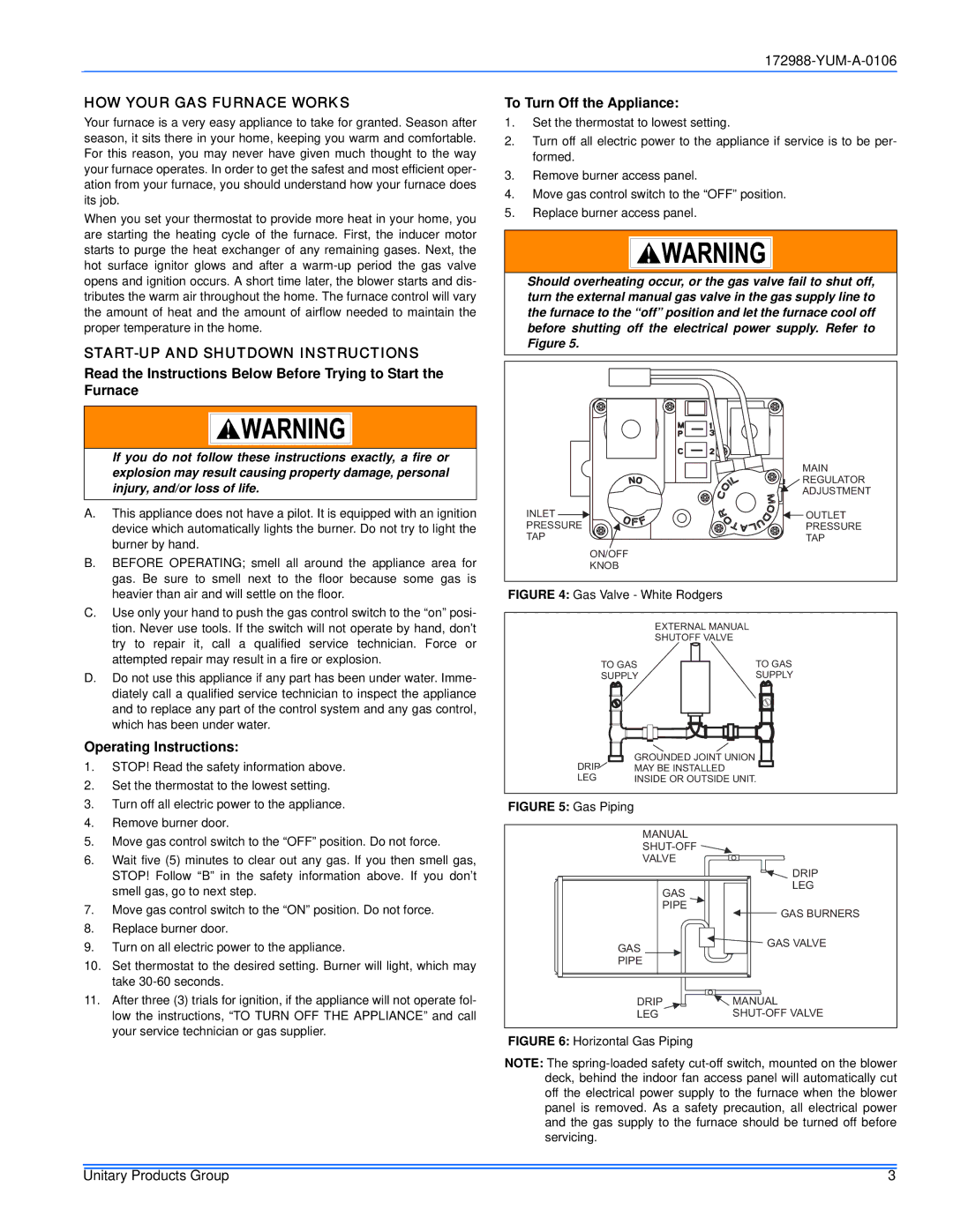 York PC9 HOW Your GAS Furnace Works, START-UP and Shutdown Instructions, Operating Instructions, To Turn Off the Appliance 