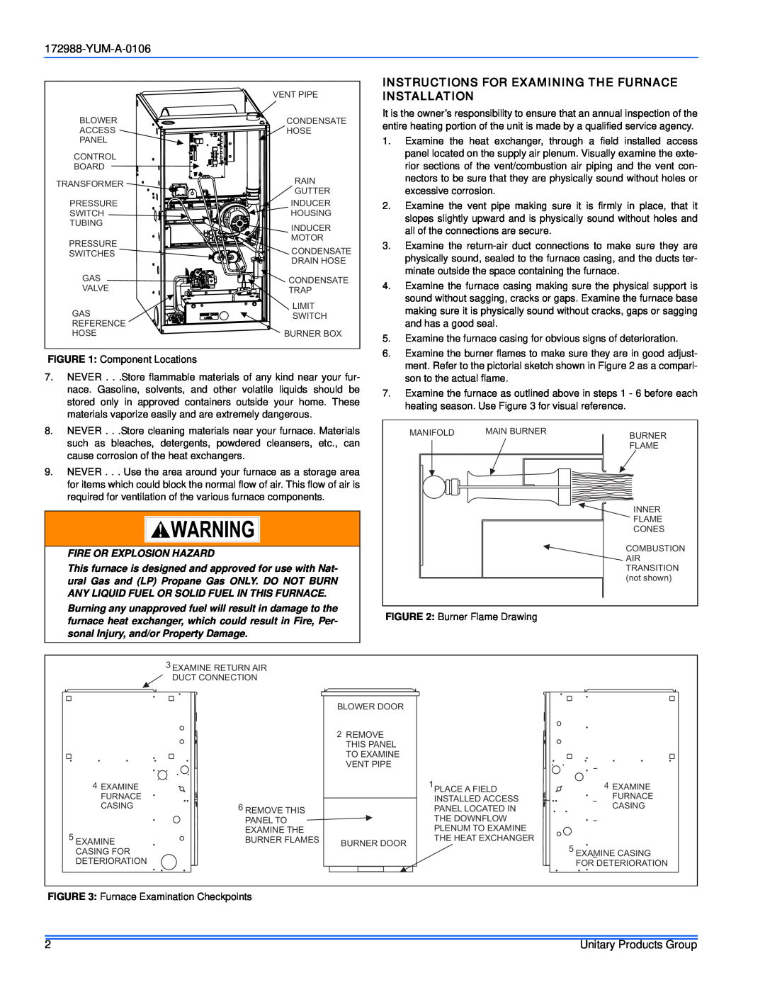 York PC9 service manual YUM-A-0106, Fire Or Explosion Hazard 