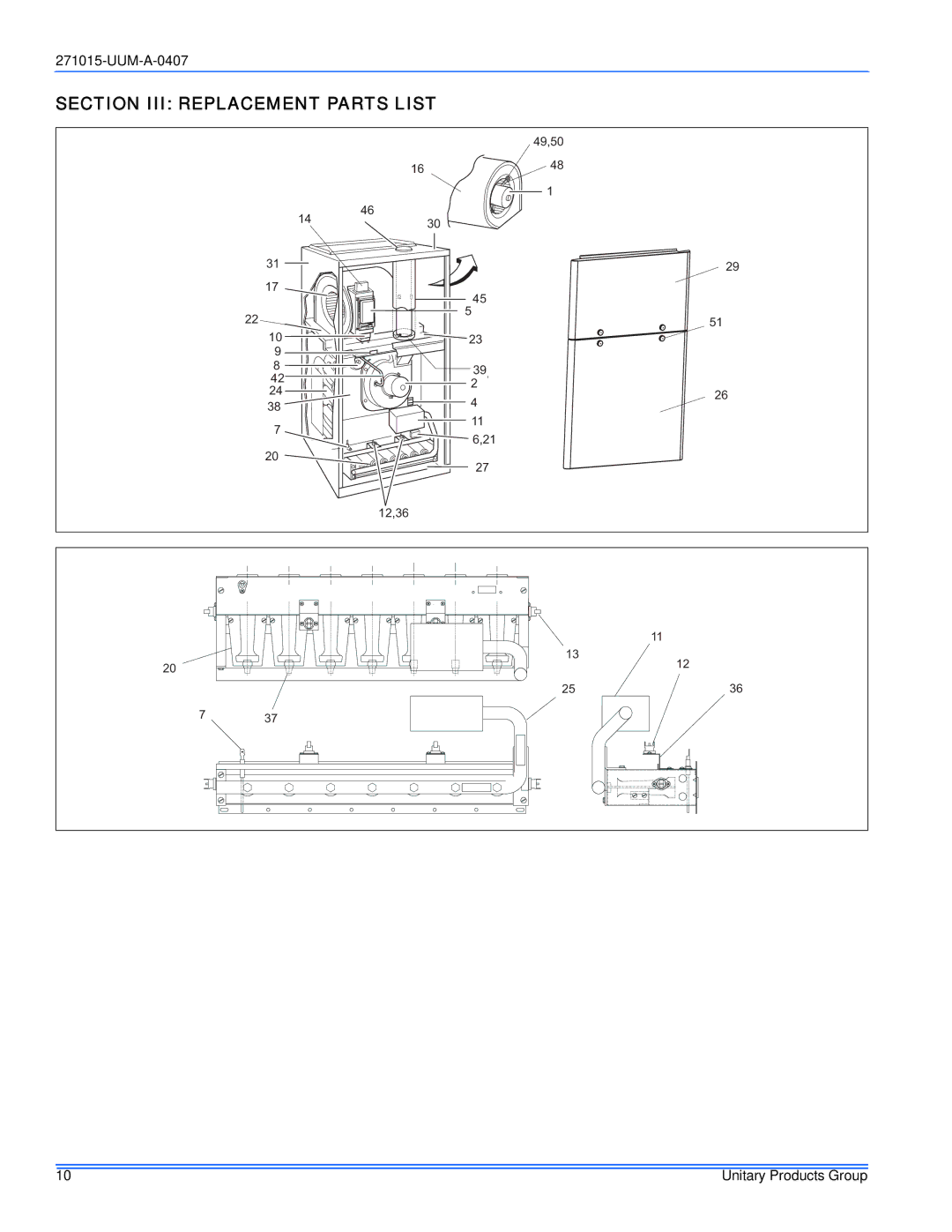 York PV8*DH, FC8V*DH, FL8V*DH, LC8V*DH, LL8V*DH service manual Section III Replacement Parts List 