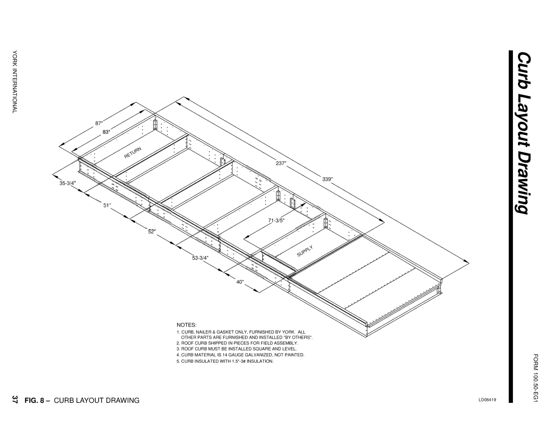 York R-407C manual Curb Layout Drawing 