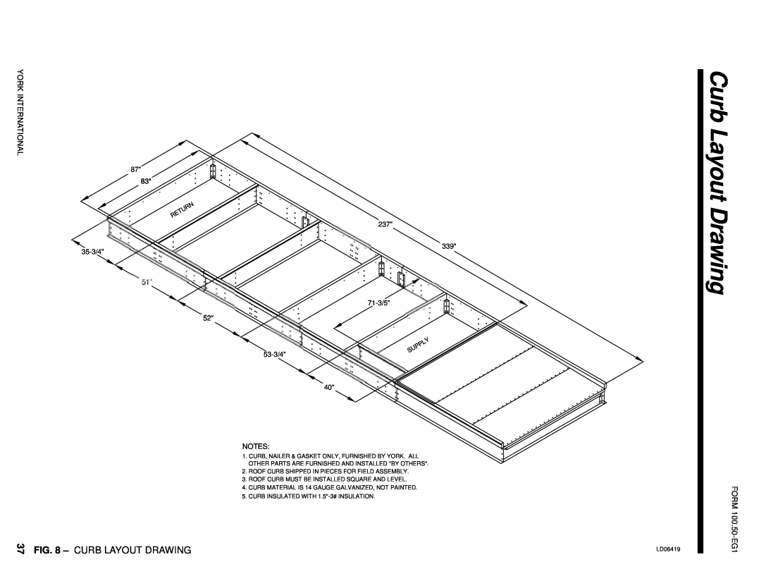 York R-407C manual Curb Layout Drawing 