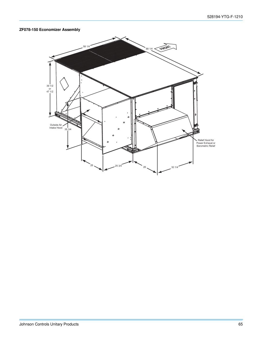 York R-410A manual ZF078-150 Economizer Assembly 