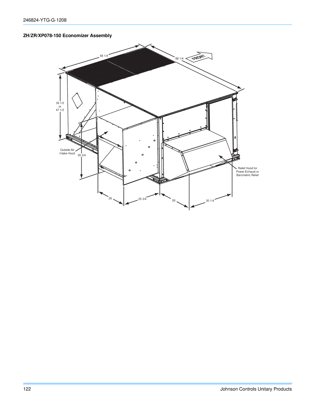 York R-410A manual ZH/ZR/XP078-150 Economizer Assembly 