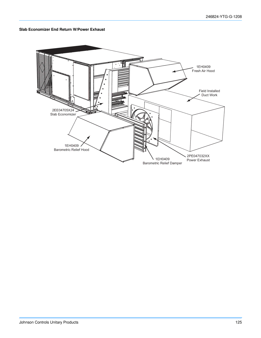 York R-410A manual Slab Economizer End Return W/Power Exhaust 