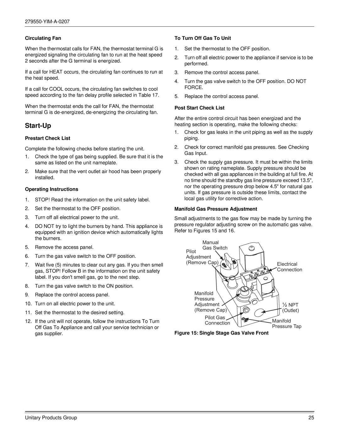 York R-410A dimensions Start-Up 