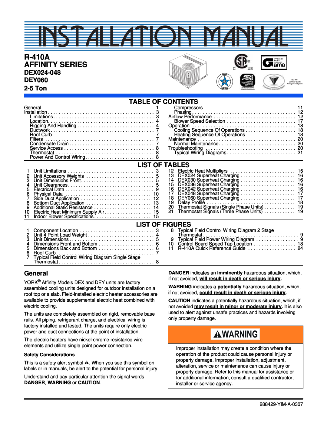 York manual ASHRAE 90.1 COMPLIANT, Technical Guide, R-410A ZH/ZR/XP SERIES 6-1/2- 12-1/2TON 60 Hertz, Description 