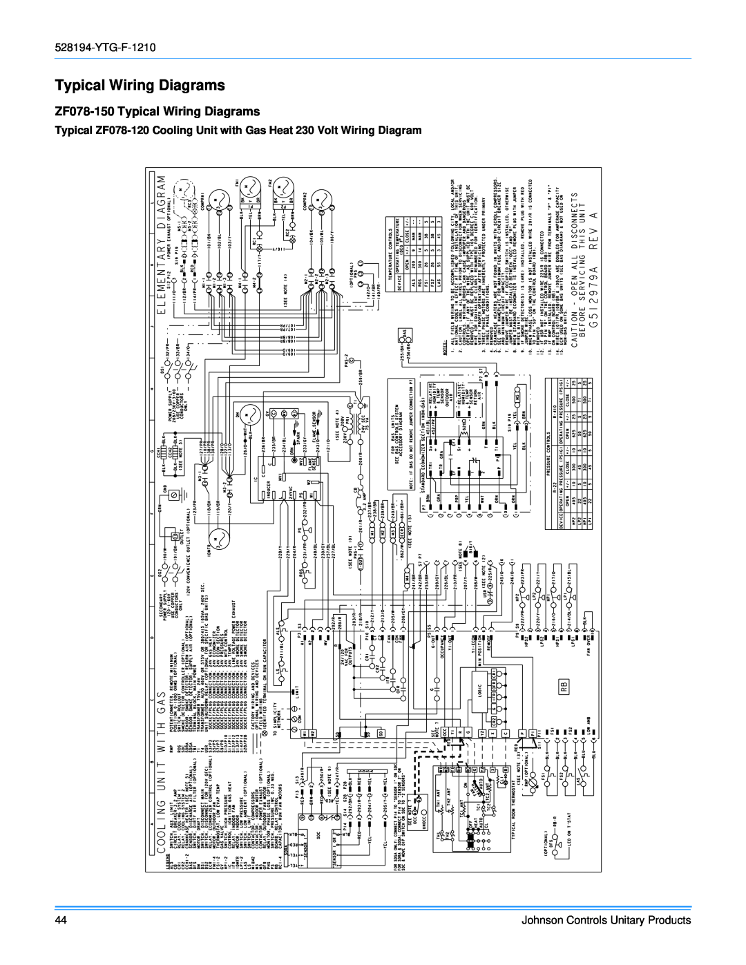 York R-410A manual ZF078-150Typical Wiring Diagrams 