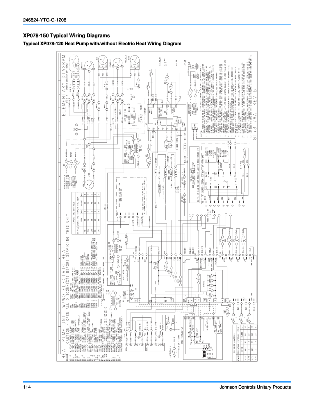 York R-410A manual XP078-150Typical Wiring Diagrams, Johnson Controls Unitary Products 