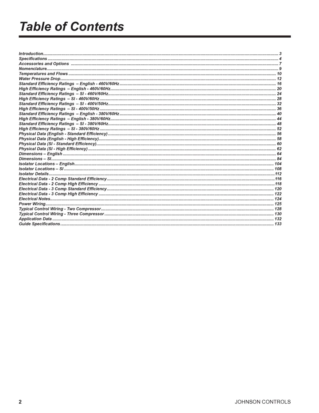 York R134A manual Table of Contents 