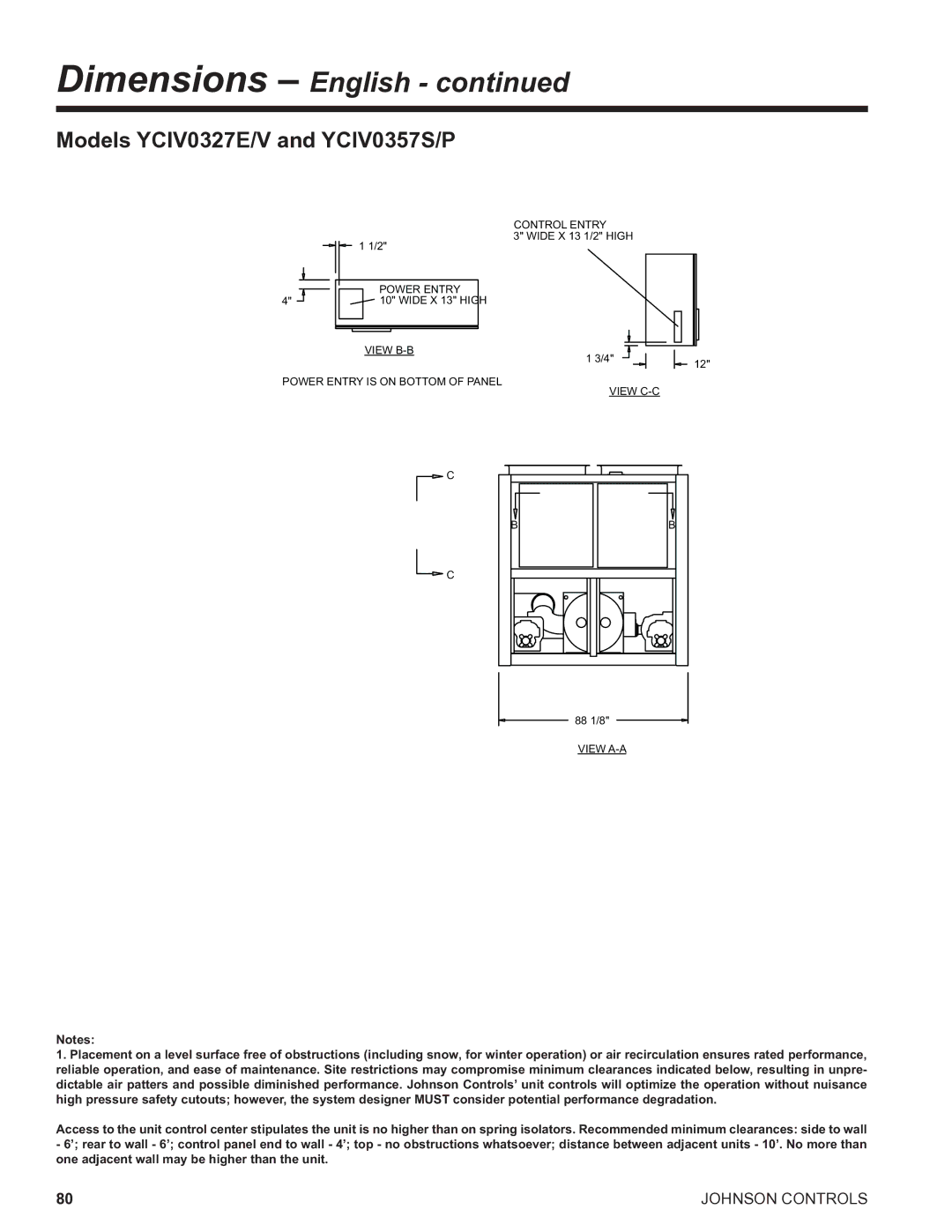 York R134A manual Models YCIV0327E/V and YCIV0357S/P 