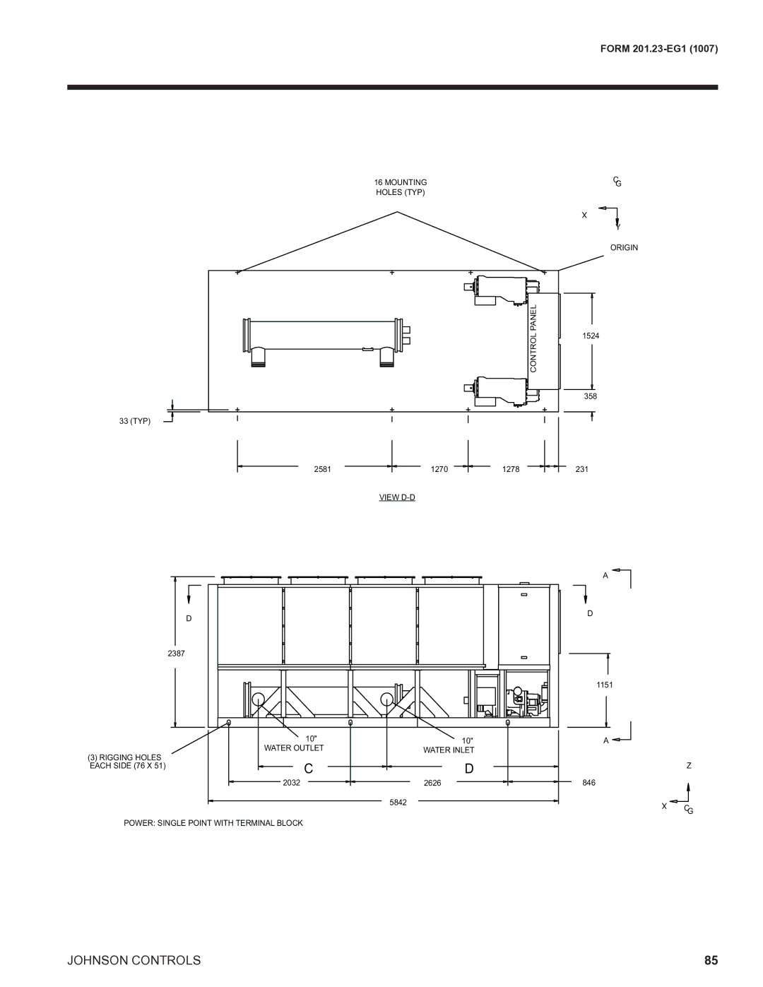 York R134A manual Water Outlet Rigging Holes 