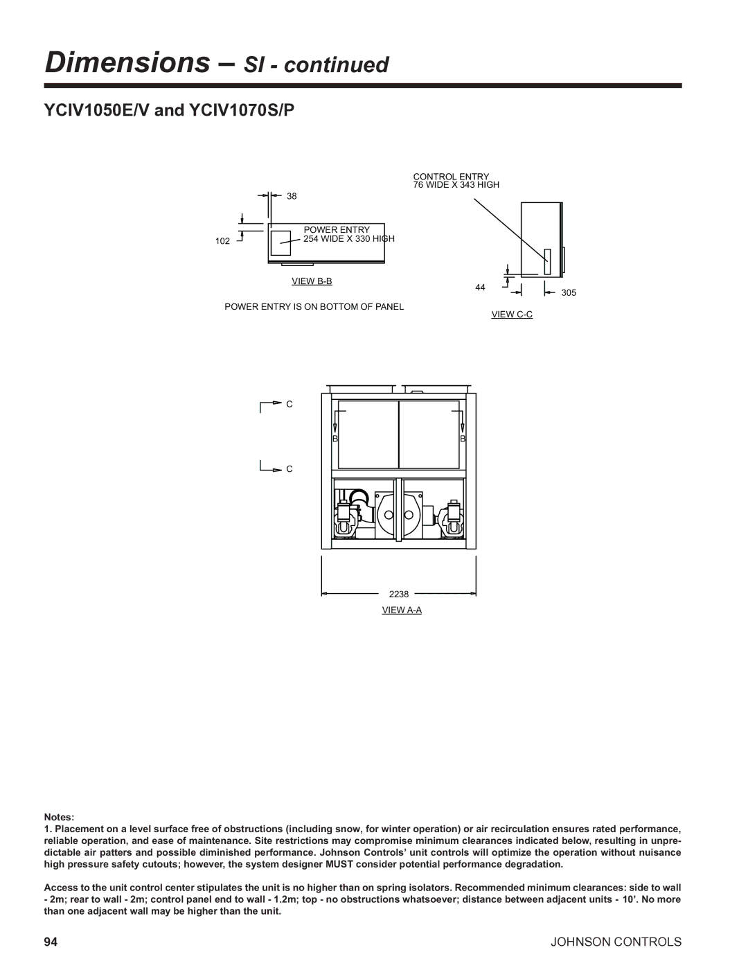 York R134A manual YCIV1050E/V and YCIV1070S/P, View A-A 305 