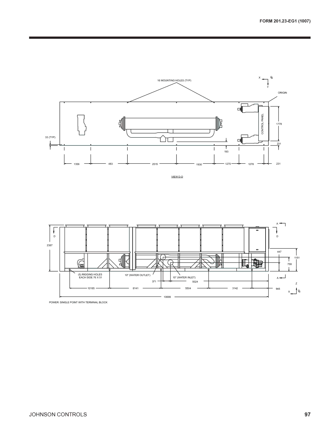 York R134A manual Power Single Point with Terminal Block Origin Panel 