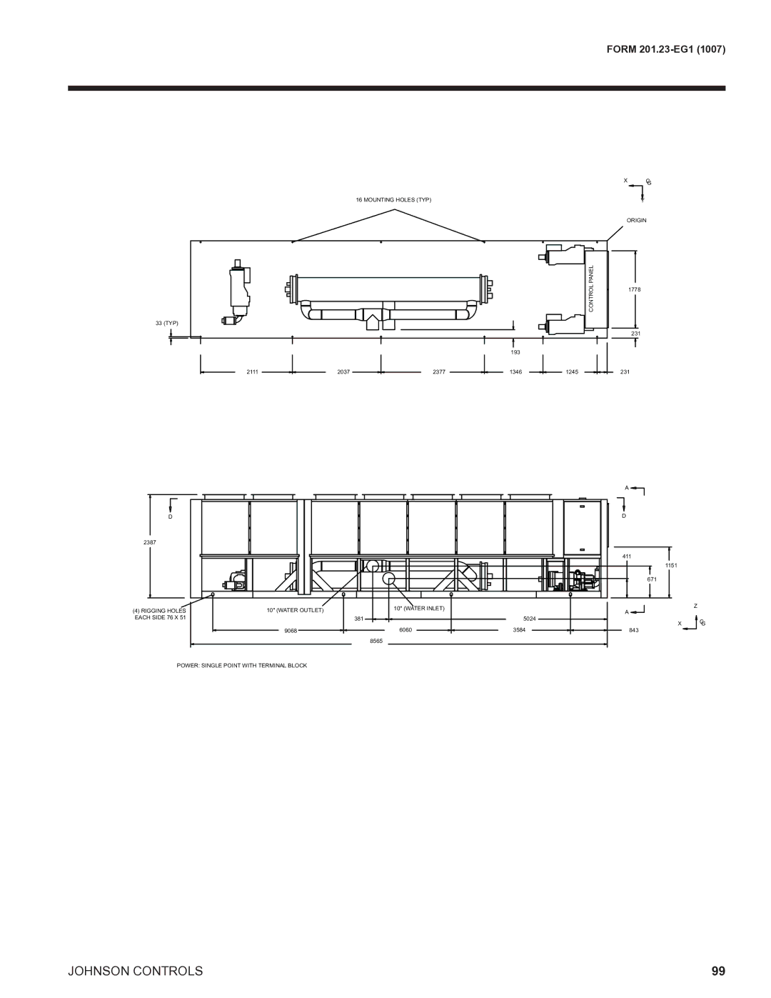 York R134A manual Water Outlet Water Inlet Each Side 76 X 