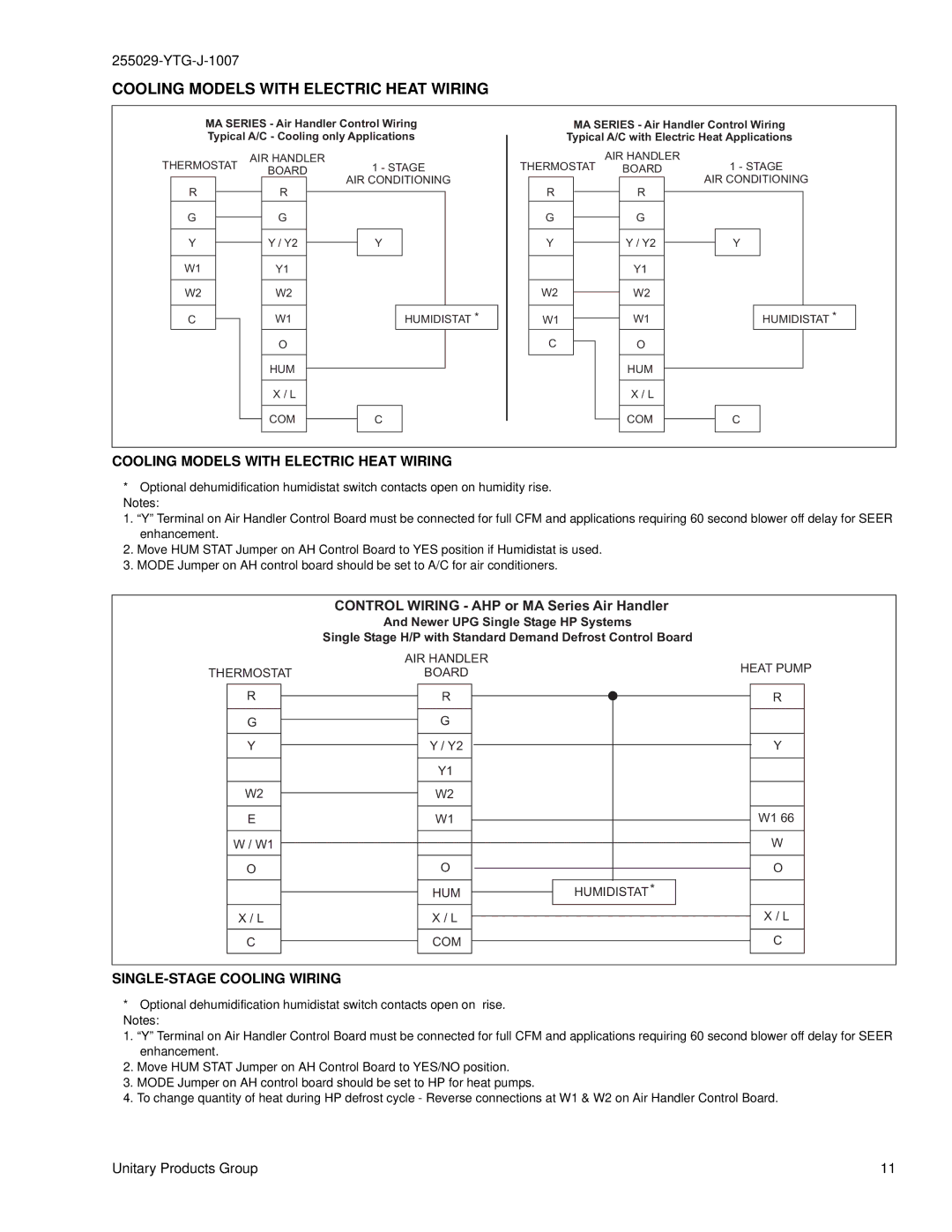 York AHP18 THRU 60, SHP48 THRU 60 specifications Cooling Models with Electric Heat Wiring, SINGLE-STAGE Cooling Wiring 