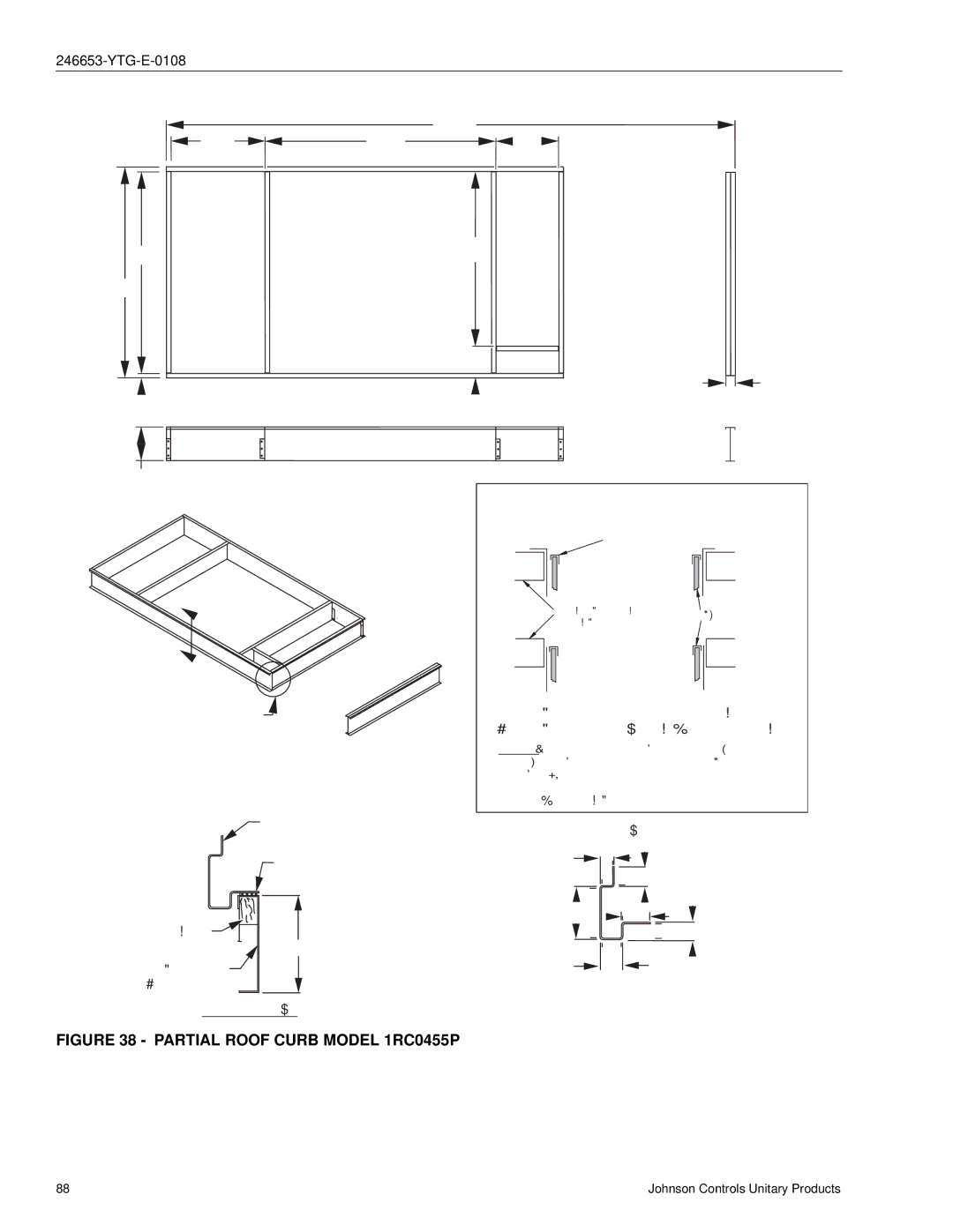 York Y34, Y33, Y32 manual Partial Roof Curb Model 1RC0455P 