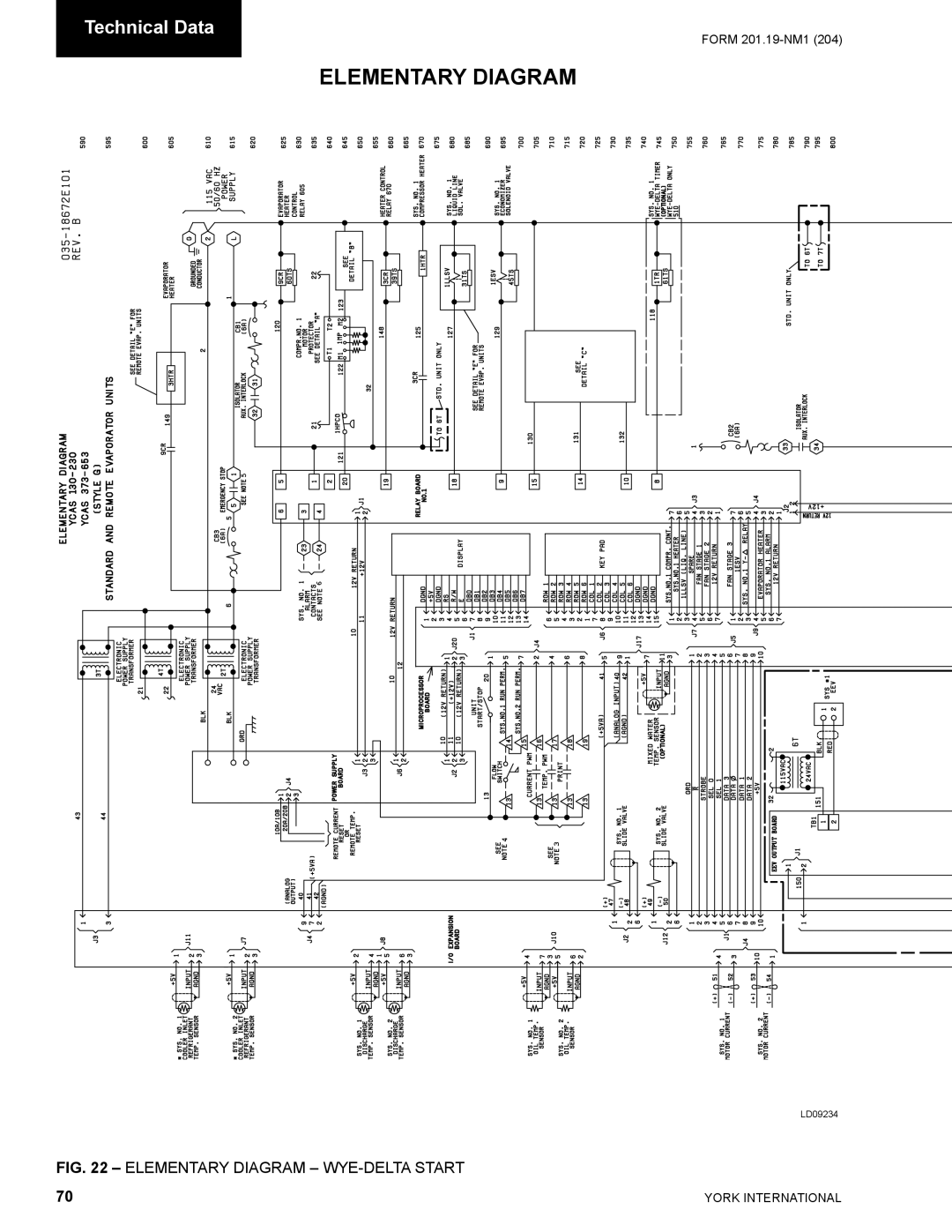 York YCAS0130 manual Elementary Diagram 