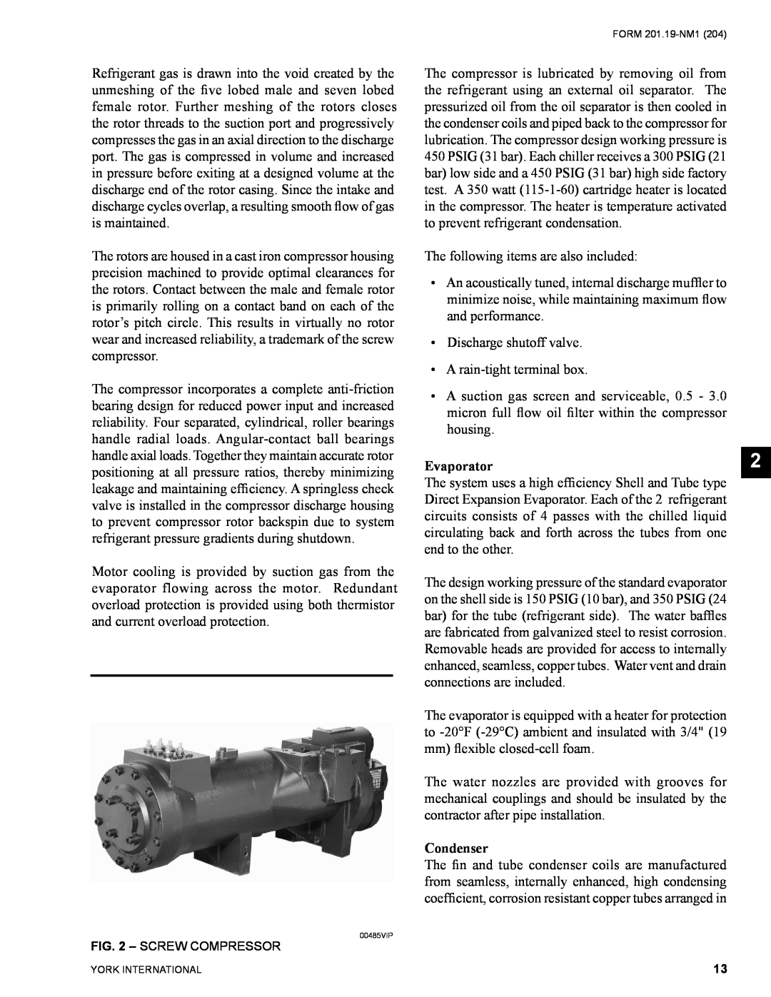 York YCAS0130 manual Evaporator, Condenser 