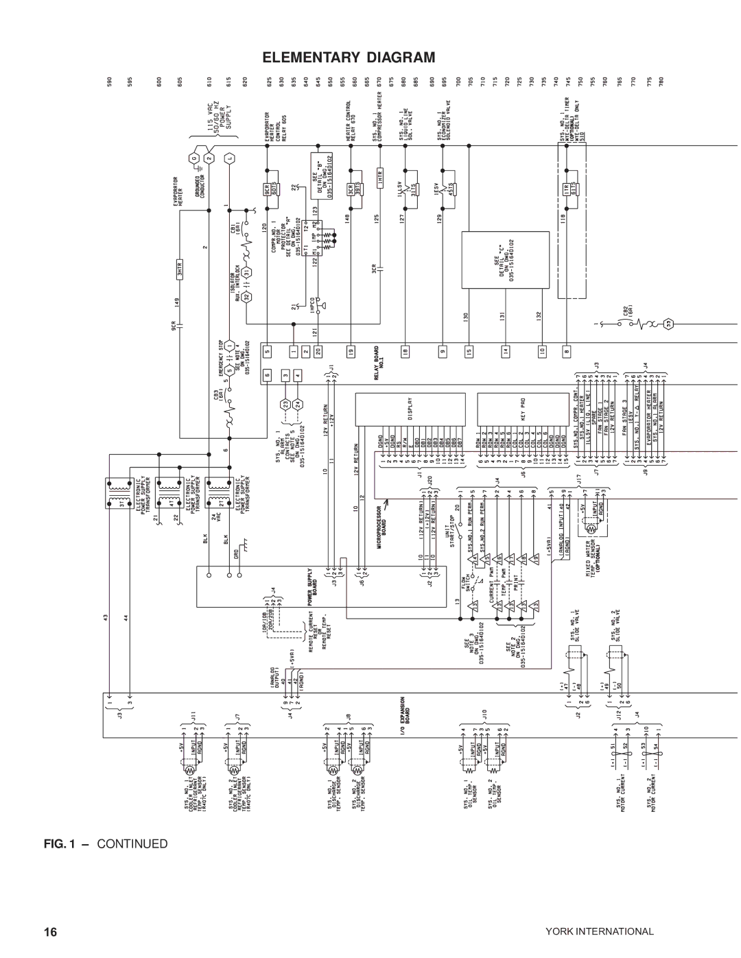 York YCAS0230 manual Elementary Diagram 