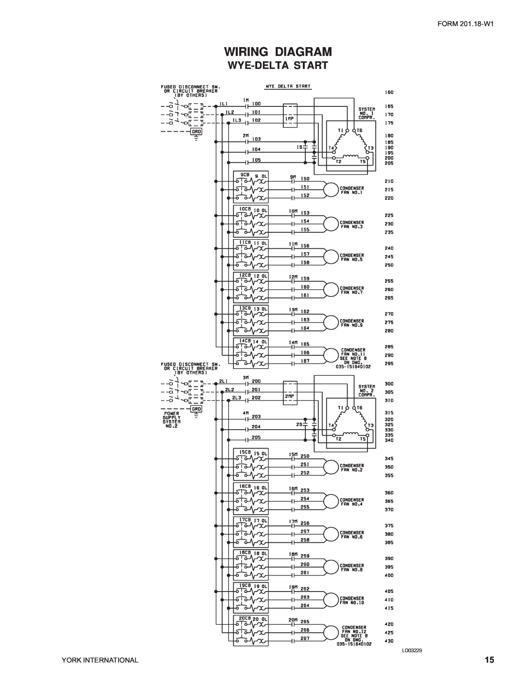 York YCAS0230 manual LD03229, Wiring Diagram, Wye-Deltastart 