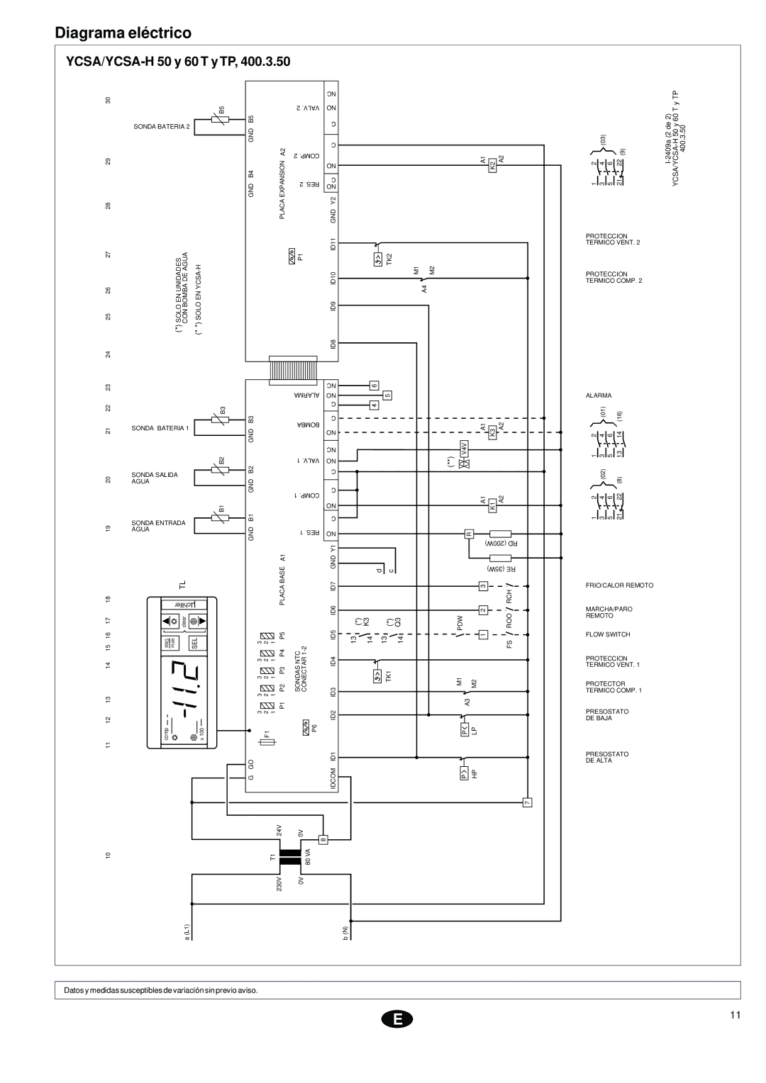 York YCSA installation instructions Datos y medidas susceptibles de variación sin previo aviso 