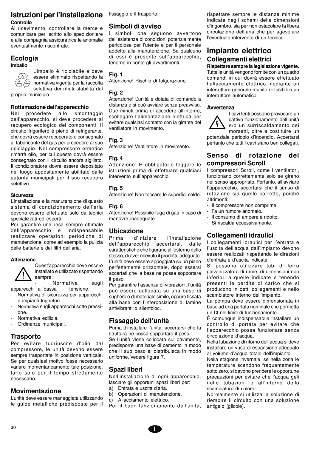 York YCSA installation instructions Impianto elettrico 