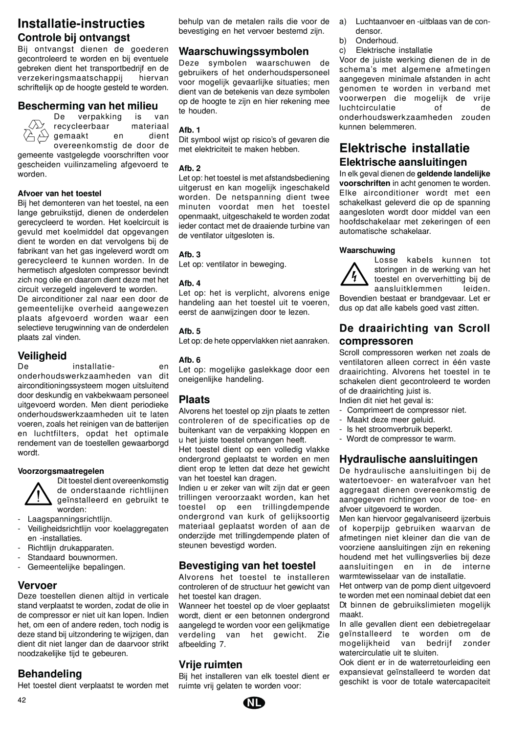 York YCSA installation instructions Installatie-instructies, Elektrische installatie 