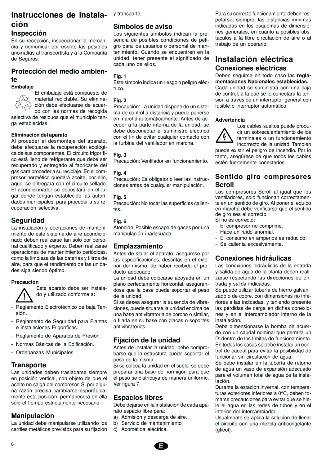 York YCSA installation instructions Instrucciones de instala- ción, Instalación eléctrica 