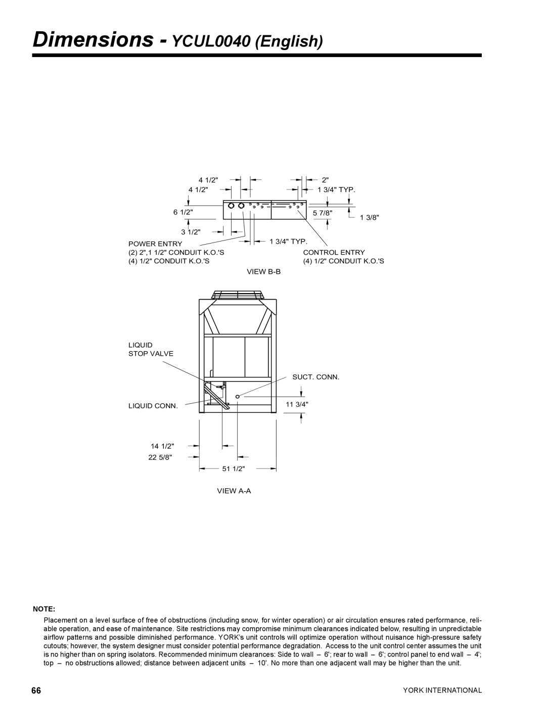 York YCUL0130, YCUL0016 manual Dimensions YCUL0040 English 