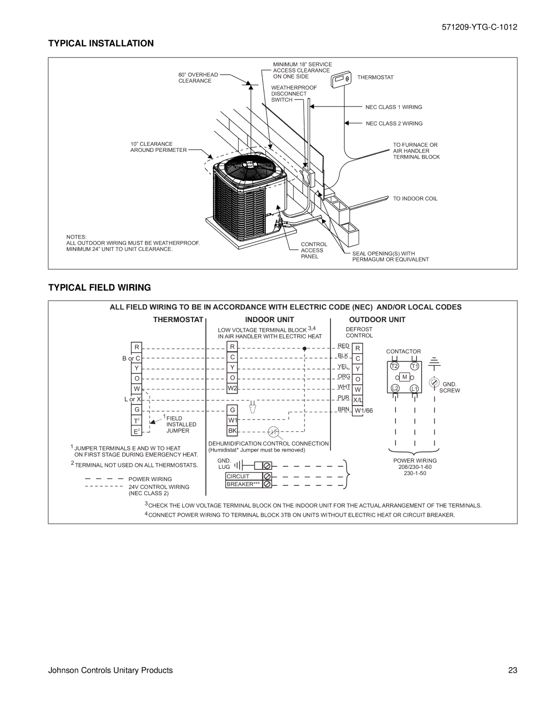 York YHJD18 THRU 60 warranty Typical Installation 