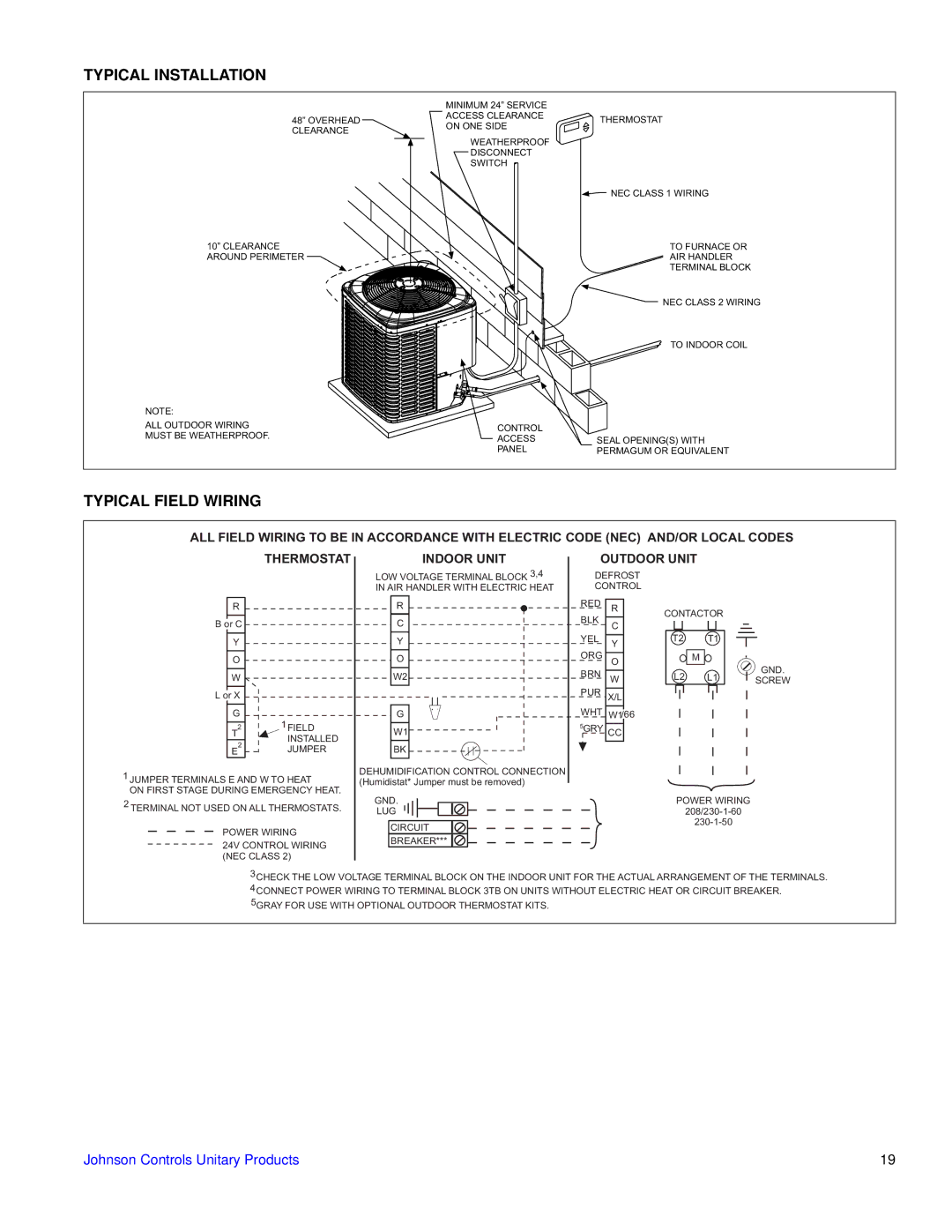 York YHJD18 warranty Typical Installation 