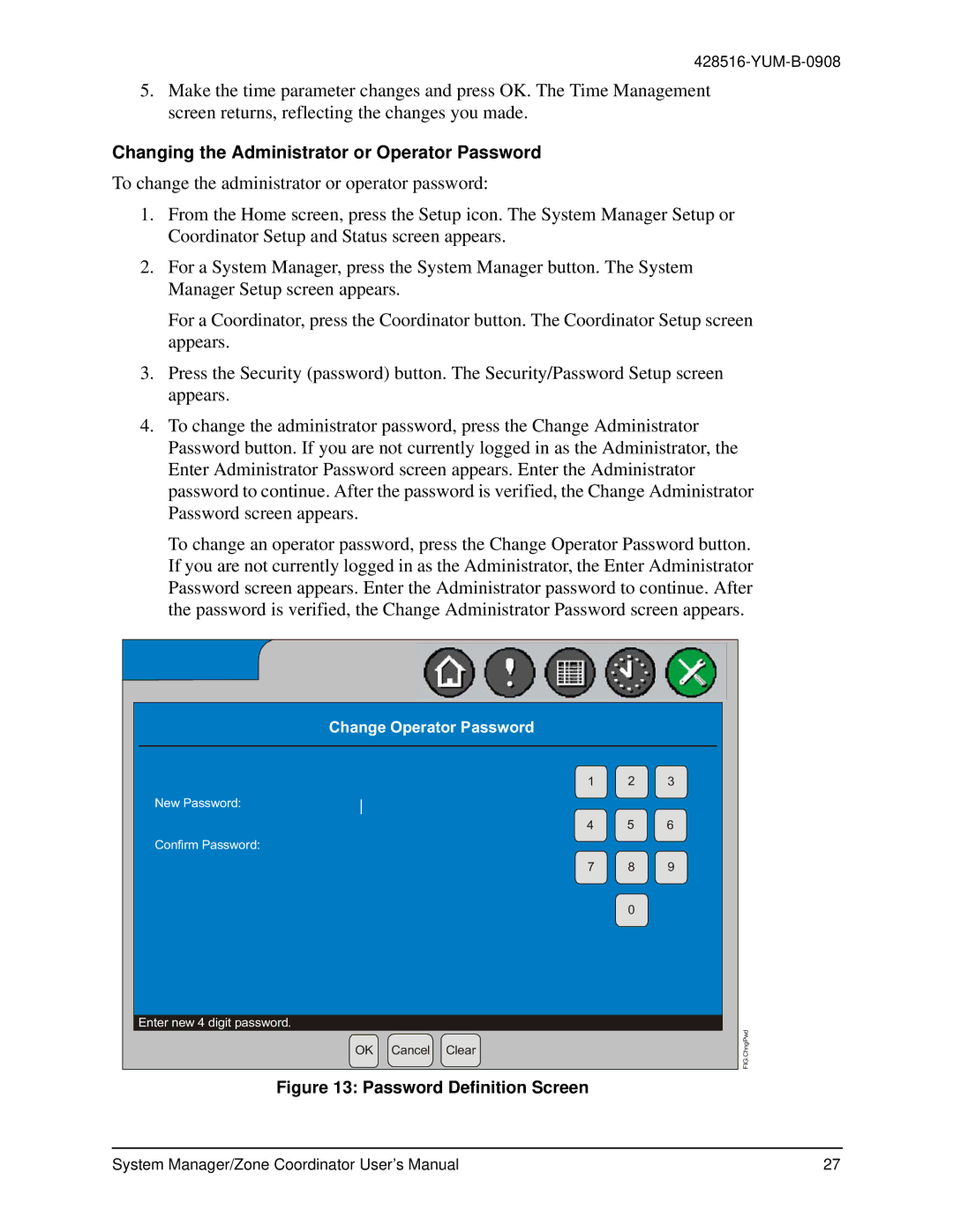 York YKSMU2x0-0, YK-ZCU4x0-0, YK-ZCU2x0-0 Changing the Administrator or Operator Password, Change Operator Password 