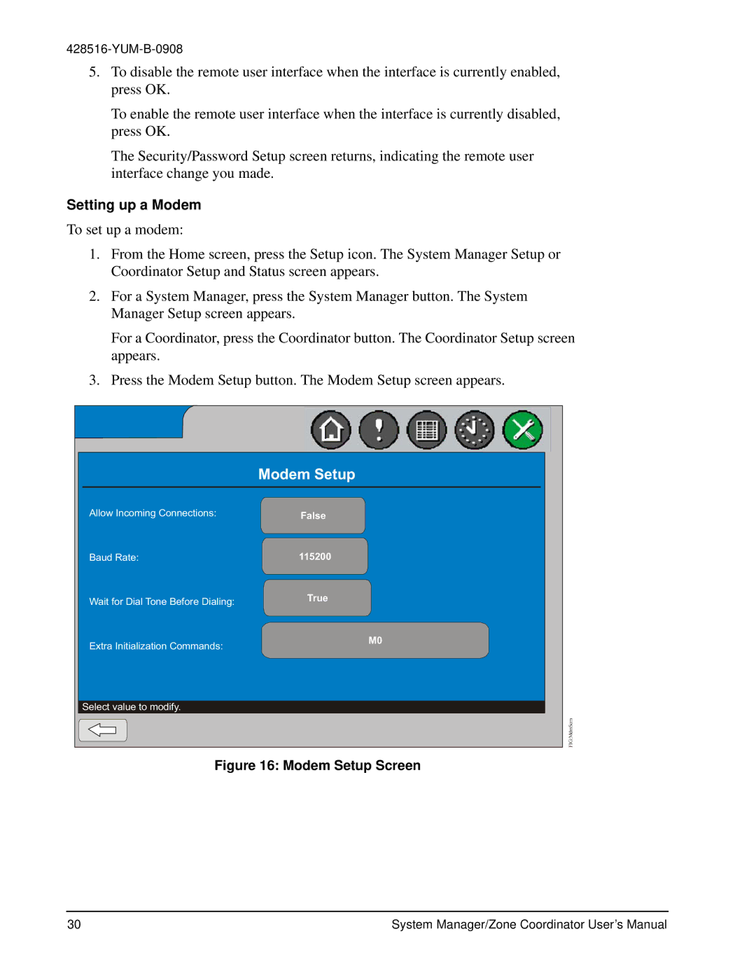 York YKSMU2x0-0, YK-ZCU4x0-0, YK-ZCU2x0-0 user manual Modem Setup, Setting up a Modem 