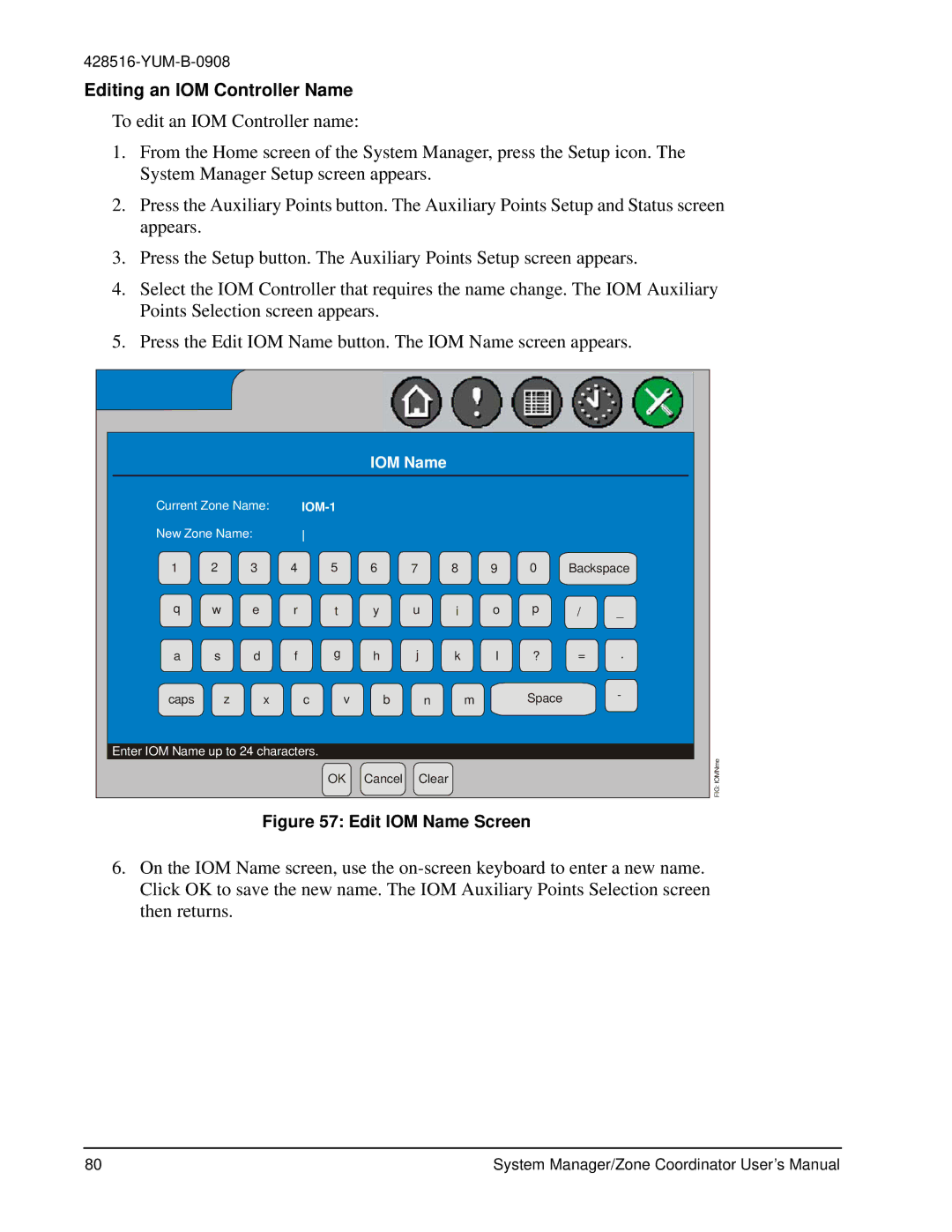 York YK-ZCU2x0-0, YKSMU2x0-0, YK-ZCU4x0-0 user manual Editing an IOM Controller Name, IOM Name 