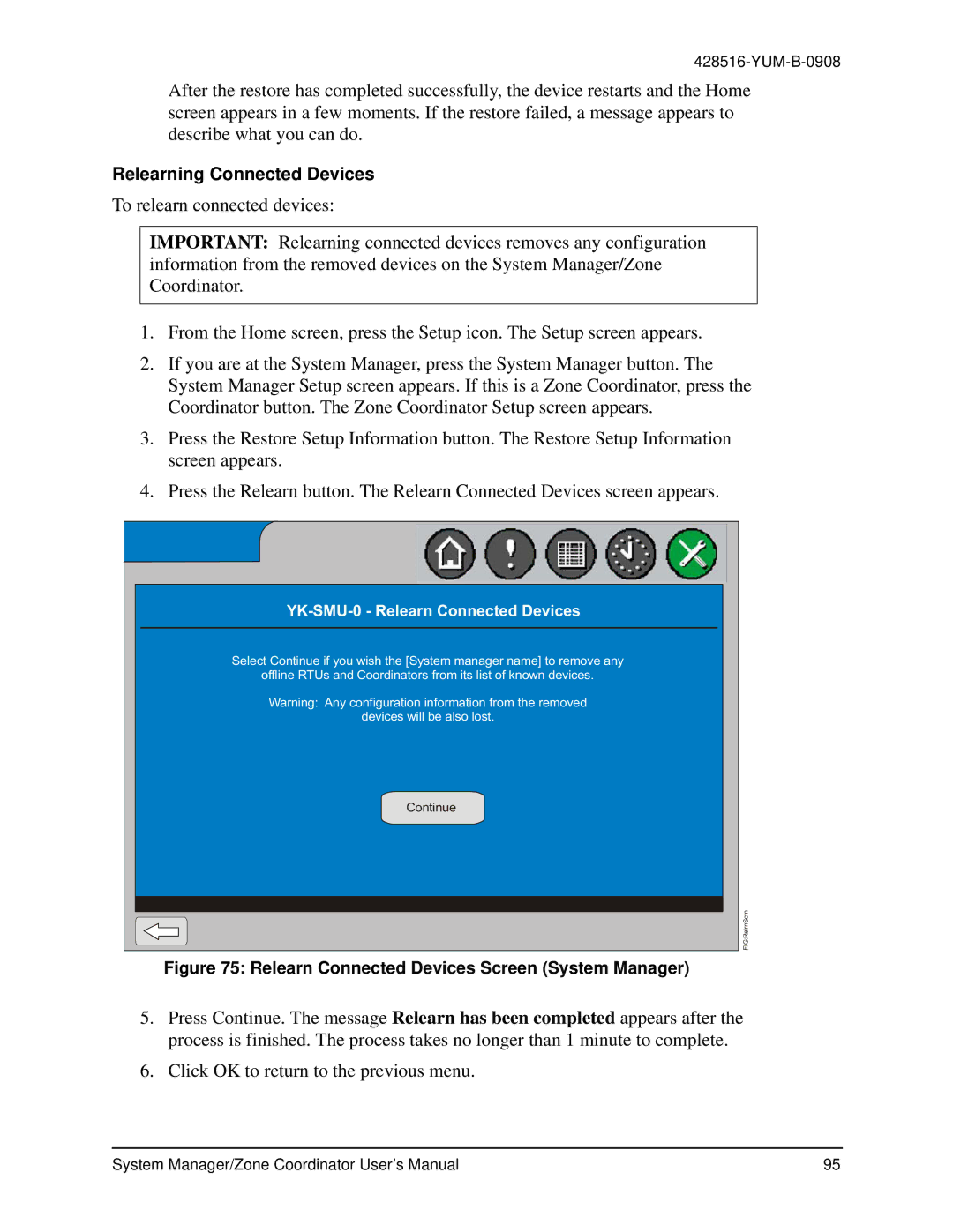 York YK-ZCU2x0-0, YKSMU2x0-0, YK-ZCU4x0-0 user manual Relearning Connected Devices, YK-SMU-0 Relearn Connected Devices 